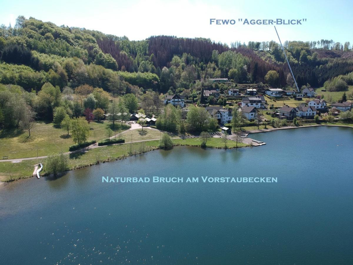 Seeblick-Ferienwohnung Im "Ferienhaus Agger-Blick" Mit Traumhafter Sonnen-Terrasse, Sauna, E-Kamin & Kajak Gummersbach Buitenkant foto